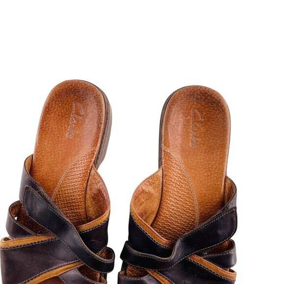 Clarks Womens Leather Slide Sandals Size 8.5 - Picture 2 of 5